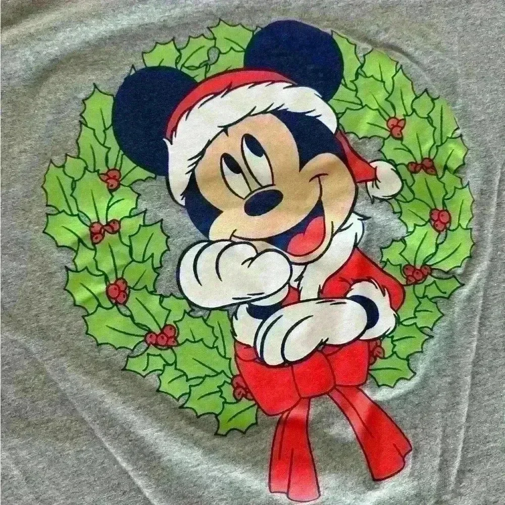 Disney Mickey Mouse Shirt Men's Christmas Santa Graphic Tee - Medium